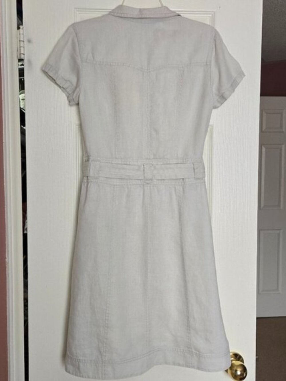 Olsen Europe Linen Button‑Front Shirtdress - US 4 - Oatmeal - Picture 3 of 9